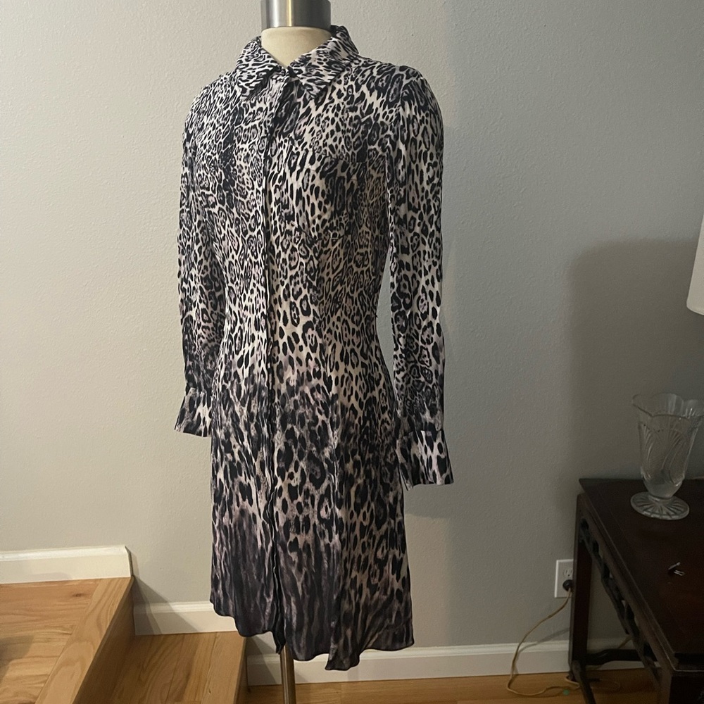 Ellie Tahari Leopard Print Long Sleeve Dress